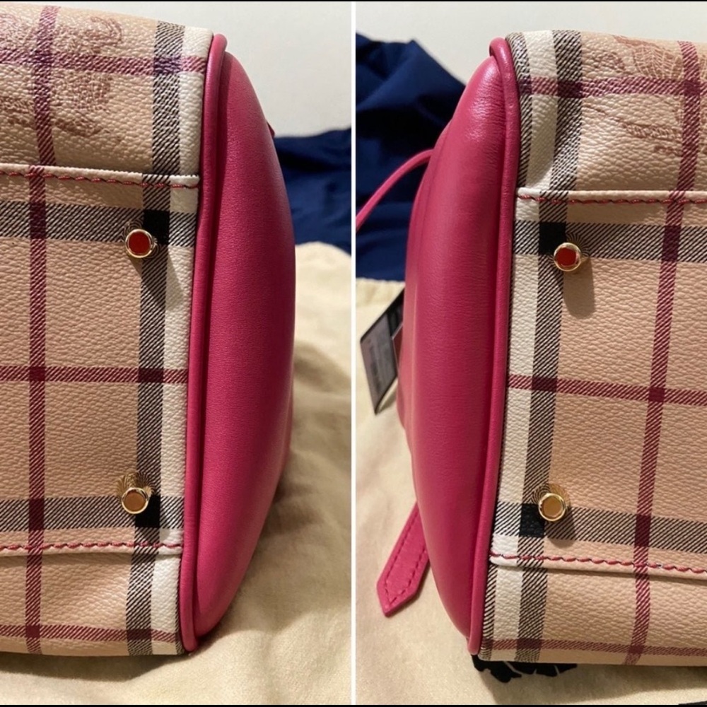 SALE!!  Authenticated Burberry PINK small Haymarket Canter tote EUC very rare - Picture 8 of 10